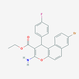 molecular formula C22H17BrFNO3 B303402 ethyl 3-amino-8-bromo-1-(4-fluorophenyl)-1H-benzo[f]chromene-2-carboxylate 