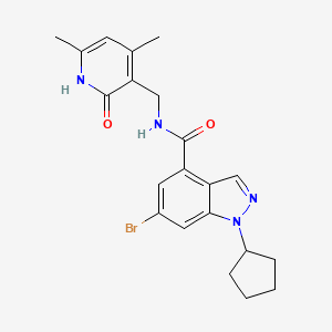 molecular formula C21H23BrN4O2 B3034046 6-bromo-1-cyclopentyl-N-[(4,6-dimethyl-2-oxo-1,2-dihydropyridin-3-yl)methyl]-1H-indazole-4-carboxamide CAS No. 1346703-22-7