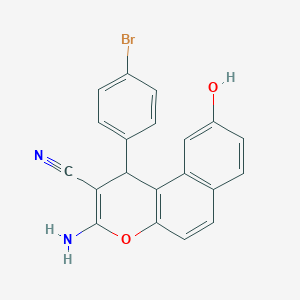 molecular formula C20H13BrN2O2 B303405 3-amino-1-(4-bromophenyl)-9-hydroxy-1H-benzo[f]chromene-2-carbonitrile 