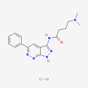 molecular formula C17H21ClN6O B3034051 4-(二甲氨基)-N-(5-苯基-1H-吡唑并[3,4-c]哒嗪-3-基)丁酰胺；盐酸盐 CAS No. 1349122-54-8