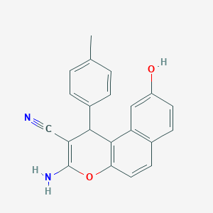 molecular formula C21H16N2O2 B303407 3-amino-9-hydroxy-1-(4-methylphenyl)-1H-benzo[f]chromene-2-carbonitrile 