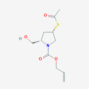 molecular formula C11H17NO4S B3034082 1-吡咯烷羧酸，4-(乙酰硫基)-2-(羟甲基)-，2-丙烯-1-基酯，(2S,4S)- CAS No. 136140-32-4