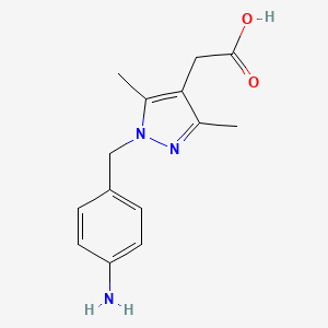 molecular formula C14H17N3O2 B3034101 [1-(4-aminobenzyl)-3,5-dimethyl-1H-pyrazol-4-yl]acetic acid CAS No. 1374408-23-7