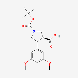 molecular formula C18H25NO6 B3034127 (3S,4R)-4-(3,5-dimethoxyphenyl)-1-[(2-methylpropan-2-yl)oxycarbonyl]pyrrolidine-3-carboxylic acid CAS No. 1392210-31-9
