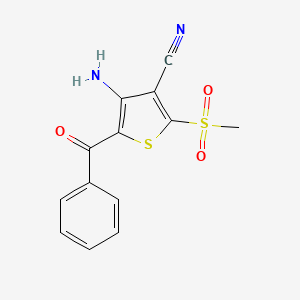 molecular formula C13H10N2O3S2 B3034131 4-Amino-5-benzoyl-2-(methylsulfonyl)-3-thiophenecarbonitrile CAS No. 139299-13-1
