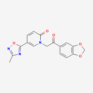 molecular formula C17H13N3O5 B3034139 1-[2-(1,3-benzodioxol-5-yl)-2-oxoethyl]-5-(3-methyl-1,2,4-oxadiazol-5-yl)pyridin-2(1H)-one CAS No. 1396758-10-3