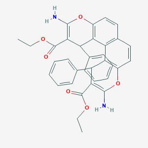 molecular formula C34H30N2O6 B303415 diethyl 3,10-diamino-1,12-diphenyl-1H,12H-chromeno[5,6-f]chromene-2,11-dicarboxylate 
