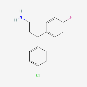 molecular formula C15H15ClFN B3034206 3-(4-Chlorophenyl)-3-(4-fluorophenyl)propan-1-amine CAS No. 144477-78-1