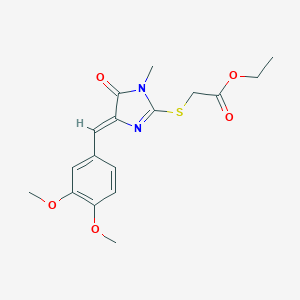 molecular formula C17H20N2O5S B303422 ethyl {[4-(3,4-dimethoxybenzylidene)-1-methyl-5-oxo-4,5-dihydro-1H-imidazol-2-yl]sulfanyl}acetate 