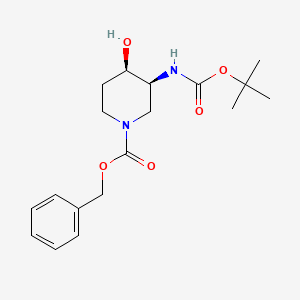 molecular formula C18H26N2O5 B3034305 (3S,4R)-Benzyl 3-((tert-butoxycarbonyl)amino)-4-hydroxypiperidine-1-carboxylate CAS No. 1549812-65-8