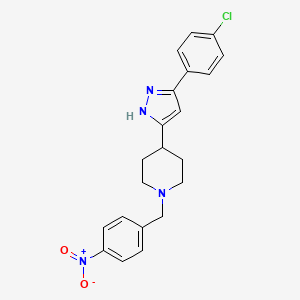 4-[5-(4-chlorophenyl)-1H-pyrazol-3-yl]-1-[(4-nitrophenyl)methyl]piperidine