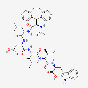 molecular formula C53H69N7O10 B3034372 (3S)-3-[[(2S)-2-[[(2R)-2-Acetamido-2-(2-tricyclo[9.4.0.03,8]pentadeca-1(15),3,5,7,11,13-hexaenyl)acetyl]amino]-4-methylpentanoyl]amino]-4-[[(2S,3S)-1-[[(2S,3S)-1-[[(1S)-1-carboxy-2-(1H-indol-3-yl)ethyl]amino]-3-methyl-1-oxopentan-2-yl]-methylamino]-3-methyl-1-oxopentan-2-yl]amino]-4-oxobutanoic acid CAS No. 162682-14-6