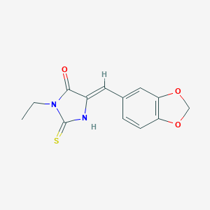 molecular formula C13H12N2O3S B303438 5-(1,3-Benzodioxol-5-ylmethylene)-3-ethyl-2-thioxo-4-imidazolidinone 