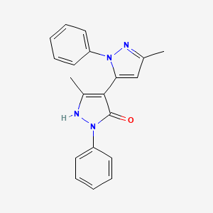molecular formula C20H18N4O B3034396 1,1'-(Diphenyl)-3,3'-dimethyl-5-hydroxy[4,5']pyrazol CAS No. 168848-20-2