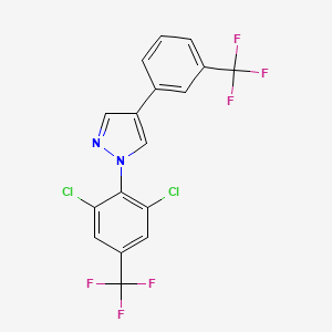 molecular formula C17H8Cl2F6N2 B3034480 1-[2,6-dichloro-4-(trifluoromethyl)phenyl]-4-[3-(trifluoromethyl)phenyl]-1H-pyrazole CAS No. 1797764-73-8