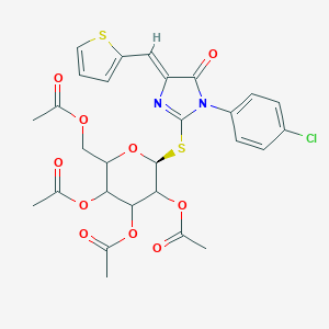 molecular formula C28H27ClN2O10S2 B303453 1-(4-chlorophenyl)-5-oxo-4-(2-thienylmethylene)-4,5-dihydro-1H-imidazol-2-yl 2,3,4,6-tetra-O-acetyl-1-thiohexopyranoside 