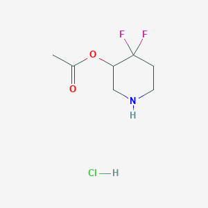 molecular formula C7H12ClF2NO2 B3034550 4,4-二氟哌啶-3-基乙酸盐酸盐 CAS No. 1881331-81-2