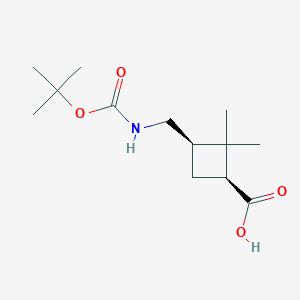 molecular formula C13H23NO4 B3034554 3-(tert-Butoxycarbonylamino-methyl)-2,2-dimethyl-cyclobutanecarboxylic acid CAS No. 188918-40-3