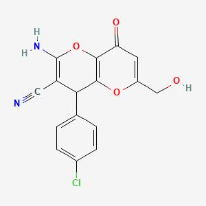 molecular formula C16H11ClN2O4 B3034594 2-Amino-4-(4-chlorophenyl)-6-(hydroxymethyl)-8-oxo-4,8-dihydropyrano[3,2-b]pyran-3-carbonitrile CAS No. 194282-57-0