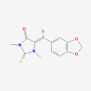 molecular formula C13H12N2O3S B303468 5-(1,3-Benzodioxol-5-ylmethylene)-1,3-dimethyl-2-thioxo-4-imidazolidinone 