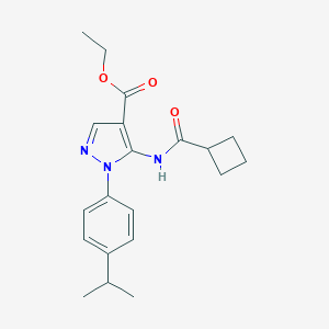 molecular formula C20H25N3O3 B303475 ethyl 5-[(cyclobutylcarbonyl)amino]-1-(4-isopropylphenyl)-1H-pyrazole-4-carboxylate 