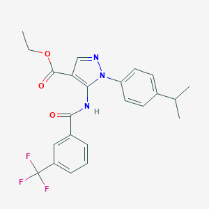 molecular formula C23H22F3N3O3 B303476 ethyl 1-(4-isopropylphenyl)-5-{[3-(trifluoromethyl)benzoyl]amino}-1H-pyrazole-4-carboxylate 