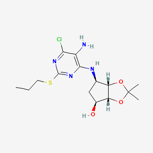 molecular formula C15H23ClN4O3S B3034770 (3aR,4S,6R,6aS)-6-((5-amino-6-chloro-2-(propylthio)pyrimidin-4-yl)amino)-2,2-dimethyltetrahydro-3aH-cyclopenta[d][1,3]dioxol-4-ol CAS No. 220241-60-1