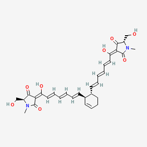 molecular formula C32H36N2O8 B3034771 (3S,4S)-3,4-Bis[(1E,3E,5E,7E)-7-[(5S)-1-methyl-5-(hydroxymethyl)-2,4-dioxopyrrolidine-3-ylidene]-7-hydroxy-1,3,5-heptatrienyl]cyclohexene CAS No. 220422-37-7