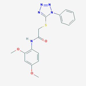 molecular formula C17H17N5O3S B303479 N-(2,4-dimethoxyphenyl)-2-[(1-phenyl-1H-tetraazol-5-yl)sulfanyl]acetamide 