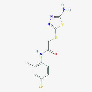molecular formula C11H11BrN4OS2 B303480 2-[(5-amino-1,3,4-thiadiazol-2-yl)sulfanyl]-N-(4-bromo-2-methylphenyl)acetamide 