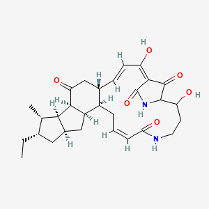 molecular formula C29H38N2O6 B3034805 (1E,3E,5R,8S,9S,10S,11S,13R,15R,16R,18Z)-11-Ethyl-2,24-dihydroxy-10-methyl-21,26-diazapentacyclo[23.2.1.05,16.08,15.09,13]octacosa-1,3,18-triene-7,20,27,28-tetrone CAS No. 227596-81-8