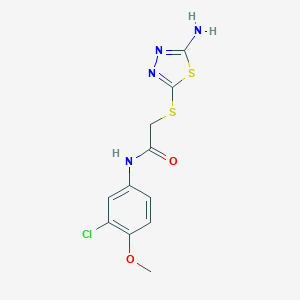 molecular formula C11H11ClN4O2S2 B303481 2-[(5-amino-1,3,4-thiadiazol-2-yl)sulfanyl]-N-(3-chloro-4-methoxyphenyl)acetamide 
