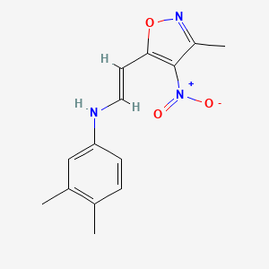 3,4-dimethyl-N-[(E)-2-(3-methyl-4-nitro-1,2-oxazol-5-yl)ethenyl]aniline