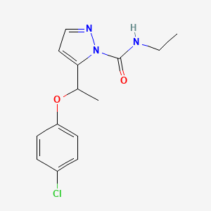 molecular formula C14H16ClN3O2 B3034841 5-[1-(4-chlorophenoxy)ethyl]-N-ethyl-1H-pyrazole-1-carboxamide CAS No. 241127-18-4