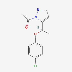 molecular formula C13H13ClN2O2 B3034843 1-{5-[1-(4-chlorophenoxy)ethyl]-1H-pyrazol-1-yl}-1-ethanone CAS No. 241127-31-1