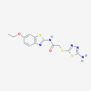molecular formula C13H13N5O2S3 B303486 2-[(5-amino-1,3,4-thiadiazol-2-yl)sulfanyl]-N-(6-ethoxy-1,3-benzothiazol-2-yl)acetamide 