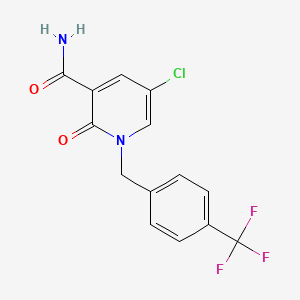 molecular formula C14H10ClF3N2O2 B3034862 5-Chloro-2-oxo-1-(4-(trifluoromethyl)benzyl)-1,2-dihydro-3-pyridinecarboxamide CAS No. 242797-20-2