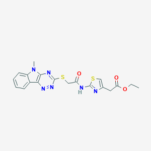 ethyl [2-({[(5-methyl-5H-[1,2,4]triazino[5,6-b]indol-3-yl)sulfanyl]acetyl}amino)-1,3-thiazol-4-yl]acetate