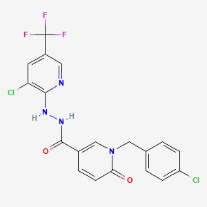 molecular formula C19H13Cl2F3N4O2 B3034888 1-[(4-氯苯基)甲基]-N'-[3-氯-5-(三氟甲基)吡啶-2-基]-6-氧代吡啶-3-碳酰肼 CAS No. 246022-33-3