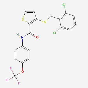 molecular formula C19H12Cl2F3NO2S2 B3034907 3-[(2,6-二氯苄基)硫代]-N-[4-(三氟甲氧基)苯基]-2-噻吩甲酰胺 CAS No. 251096-99-8