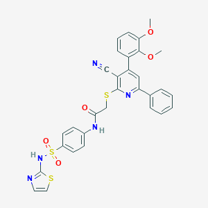2-{[3-cyano-4-(2,3-dimethoxyphenyl)-6-phenyl-2-pyridinyl]sulfanyl}-N-{4-[(1,3-thiazol-2-ylamino)sulfonyl]phenyl}acetamide