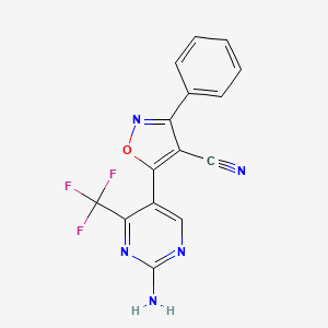 molecular formula C15H8F3N5O B3034917 5-[2-Amino-4-(trifluoromethyl)-5-pyrimidinyl]-3-phenyl-4-isoxazolecarbonitrile CAS No. 251307-12-7