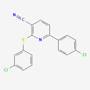 molecular formula C18H10Cl2N2S B3034937 6-(4-Chlorophenyl)-2-[(3-chlorophenyl)sulfanyl]nicotinonitrile CAS No. 252059-03-3