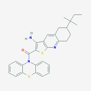 molecular formula C29H29N3OS2 B303495 6-tert-pentyl-2-(10H-phenothiazin-10-ylcarbonyl)-5,6,7,8-tetrahydrothieno[2,3-b]quinolin-3-amine 