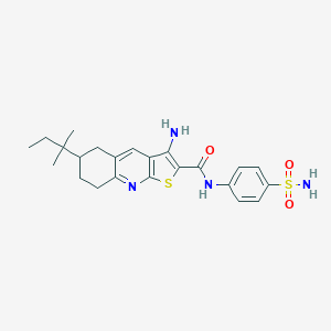 molecular formula C23H28N4O3S2 B303496 3-amino-N-[4-(aminosulfonyl)phenyl]-6-tert-pentyl-5,6,7,8-tetrahydrothieno[2,3-b]quinoline-2-carboxamide 