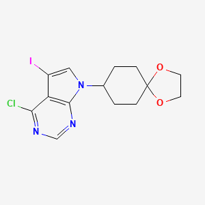 molecular formula C14H15ClIN3O2 B3034975 4-氯-5-碘-7-(1,4-二氧杂螺[4.5]癸-8-基)-7H-吡咯并[2,3-d]嘧啶 CAS No. 262444-48-4