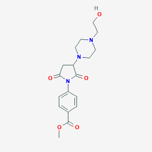 molecular formula C18H23N3O5 B303499 Methyl 4-[3-[4-(2-hydroxyethyl)piperazin-1-yl]-2,5-dioxopyrrolidin-1-yl]benzoate 