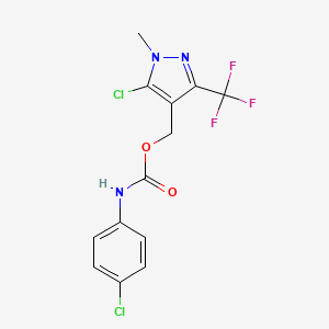 molecular formula C13H10Cl2F3N3O2 B3035017 [5-chloro-1-methyl-3-(trifluoromethyl)-1H-pyrazol-4-yl]methyl N-(4-chlorophenyl)carbamate CAS No. 282523-30-2