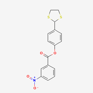 molecular formula C16H13NO4S2 B3035069 4-(1,3-Dithiolan-2-yl)phenyl 3-nitrobenzenecarboxylate CAS No. 298215-51-7