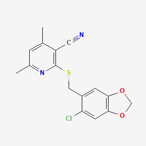 2-{[(6-Chloro-1,3-benzodioxol-5-yl)methyl]sulfanyl}-4,6-dimethylpyridine-3-carbonitrile